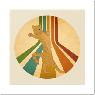 Retro Dancing Orange Cat Posters and Art